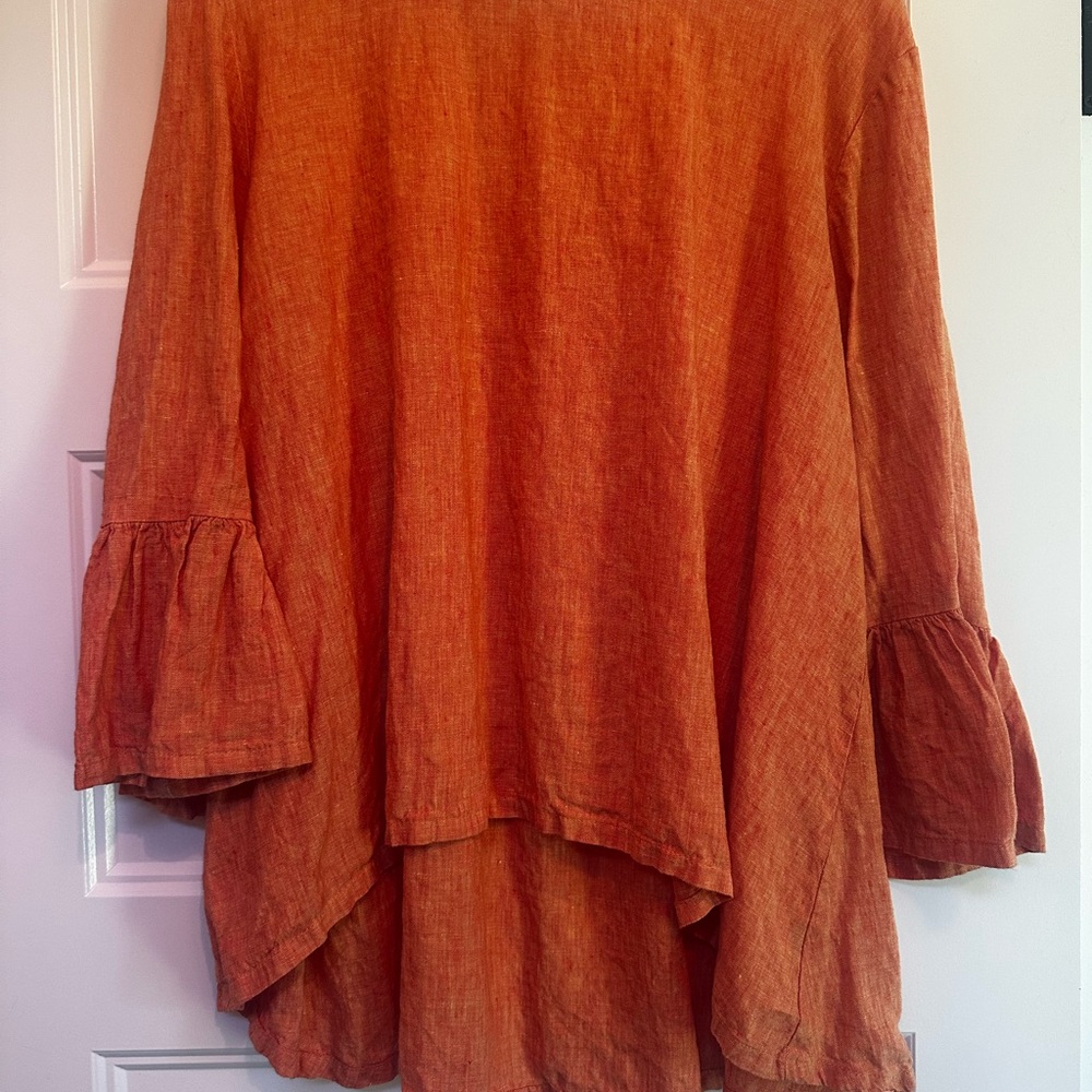 bryn Walker Rust Bell Sleeve Linen Tunic